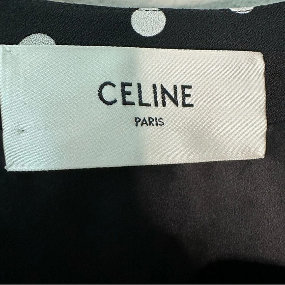 NWT CELINE Midi Wrap Polka Dot Black Dress SZ EUR 36, US 4, S - Picture 7 of 12
